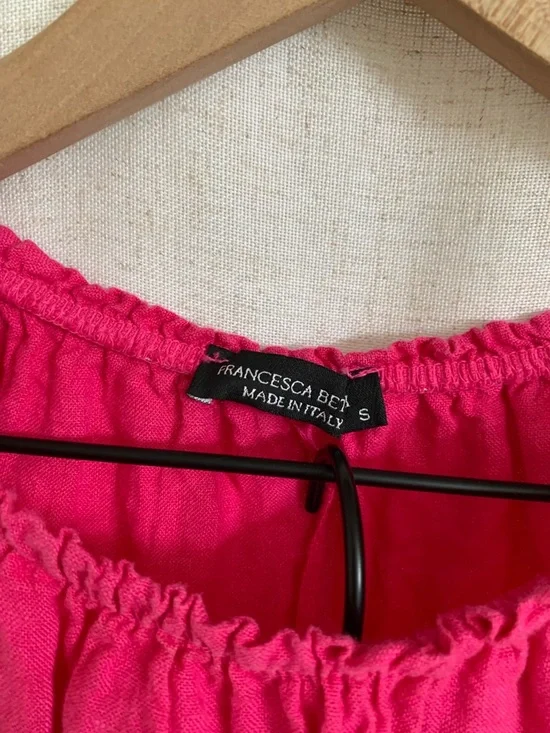 Francesca Bettini Italy 100% Linen Bright Pink Sleeveless Dress Small - Picture 3 of 9